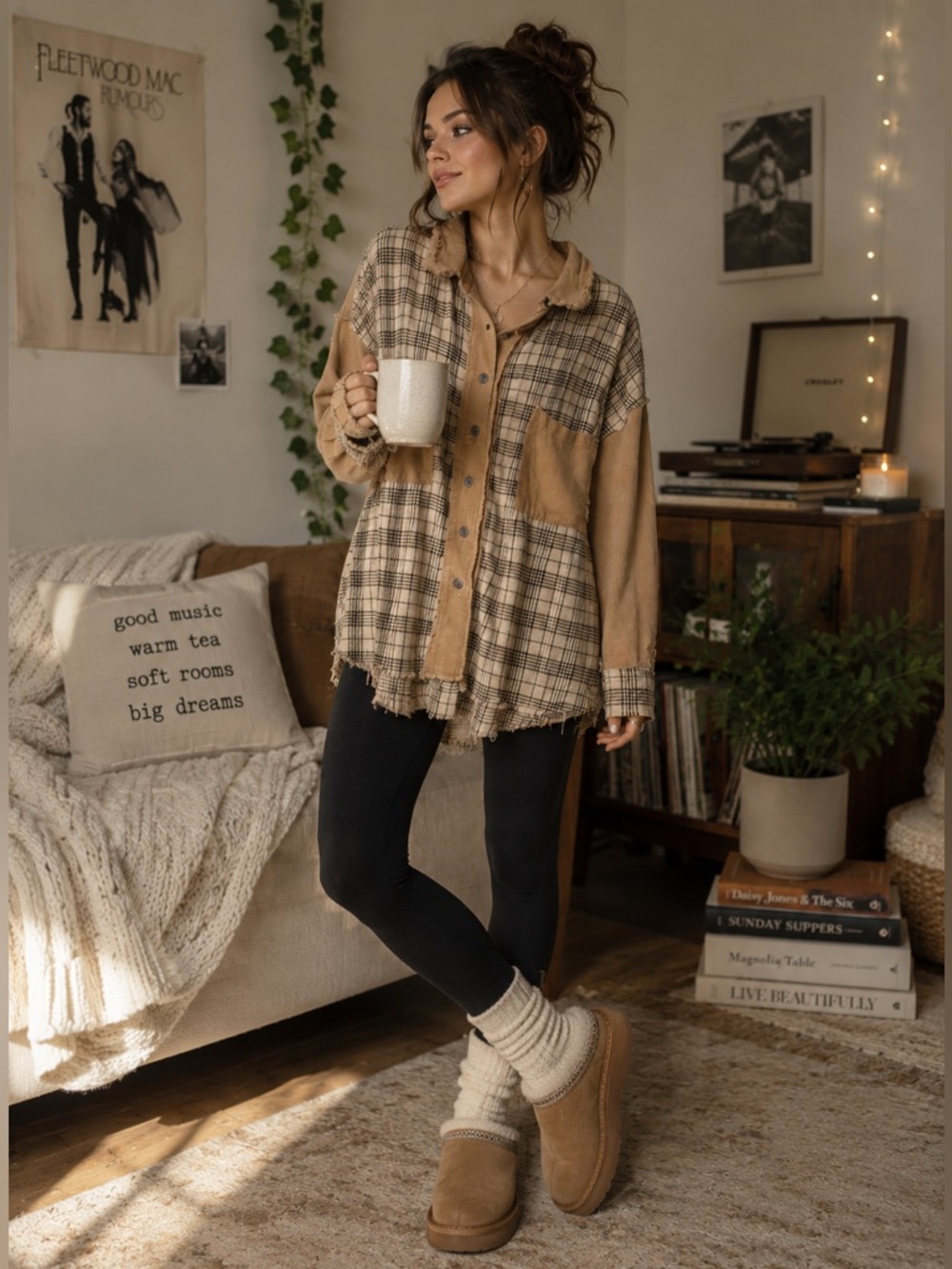 Jena Green by Apricot Lane Plaid Top, Size L - Oversized (fits up to 2X)